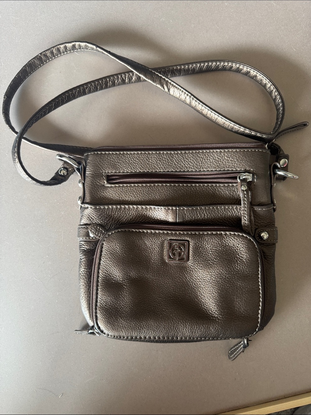 Giani Bernini Leather Crossbody Bag metallic brown